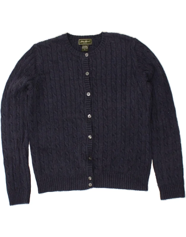 EDDIE BAUER Womens Cardigan Sweater UK 10 Small Navy Blue Cotton Embroidered Appliqued Beaded EDDIE BAUER Womens Cardigan Sweater UK 10 Small Navy Blue Cotton Embroidered Appliqued Beaded