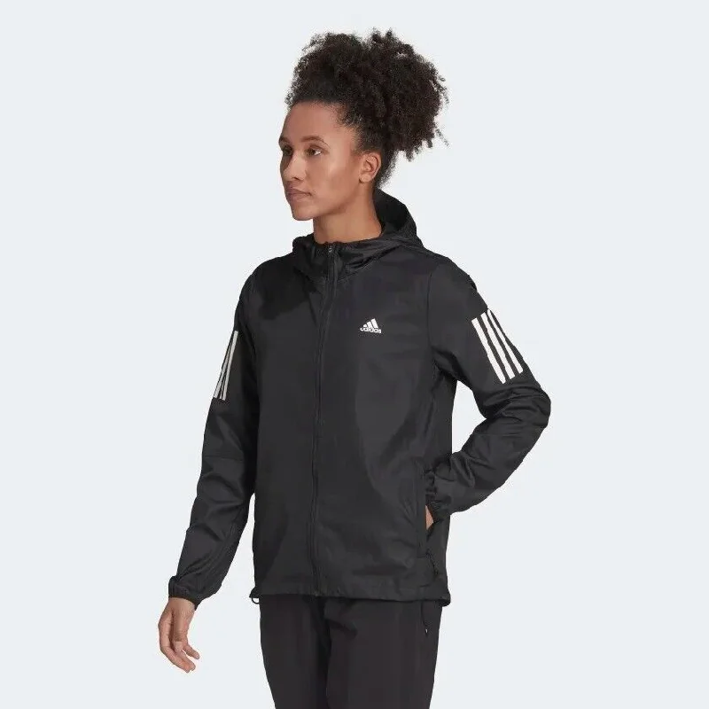 adidas Own The Run Hooded Womens Running Jacket WIND.RDY Windbreaker Ladies Fleece Fabric Down Fabric Feather Fabric