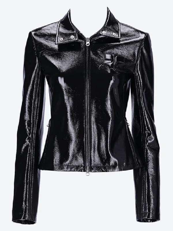 Iconic zipped vinyl biker jacket Lace Jacket Ribbed Jacket Sequined Jacket