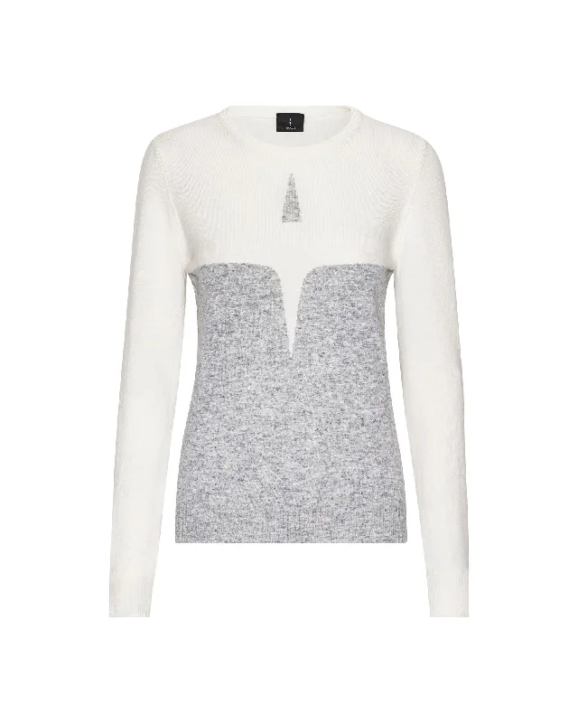 Cashmere & Wool star logo crew sweater - Grey /White Houndstooth Herringbone Solid