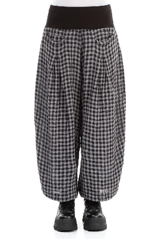 Loose Grey Check Linen Trousers Trousers Review Highly