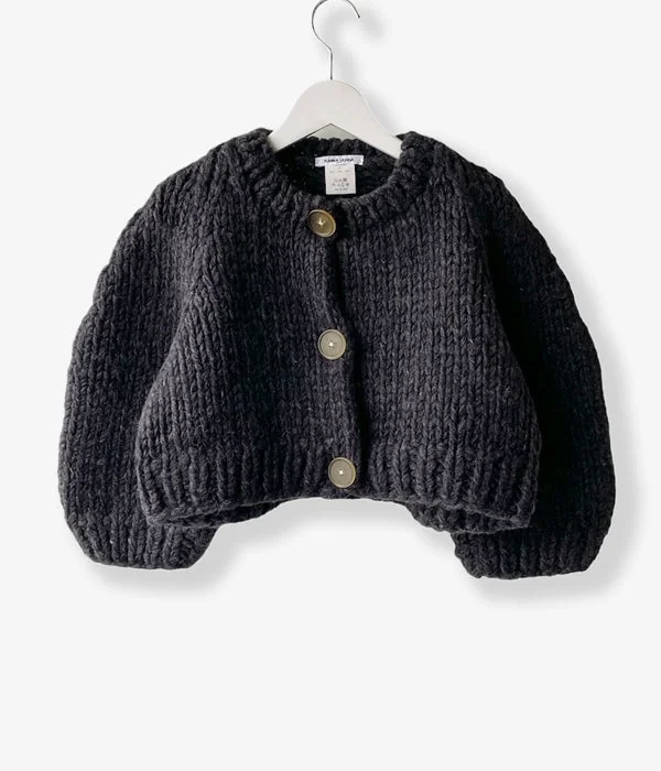 FUMIKA_UCHIDA/HAND KNITTED CARDIGAN(CHARCOAL) Faux Fur Fabric Real Fur Fabric Shearling Fabric