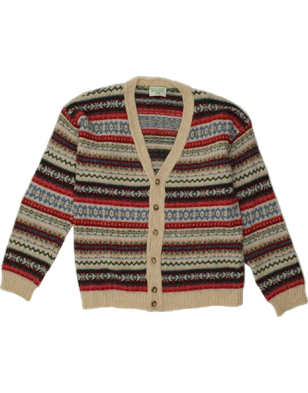 BENETTON Womens Cardigan Sweater UK 12 Medium Multicoloured Fair Isle Welt Pockets Slit Pockets Flap Pockets BENETTON Womens Cardigan Sweater UK 12 Medium Multicoloured Fair Isle Welt Pockets Slit Pockets Flap Pockets