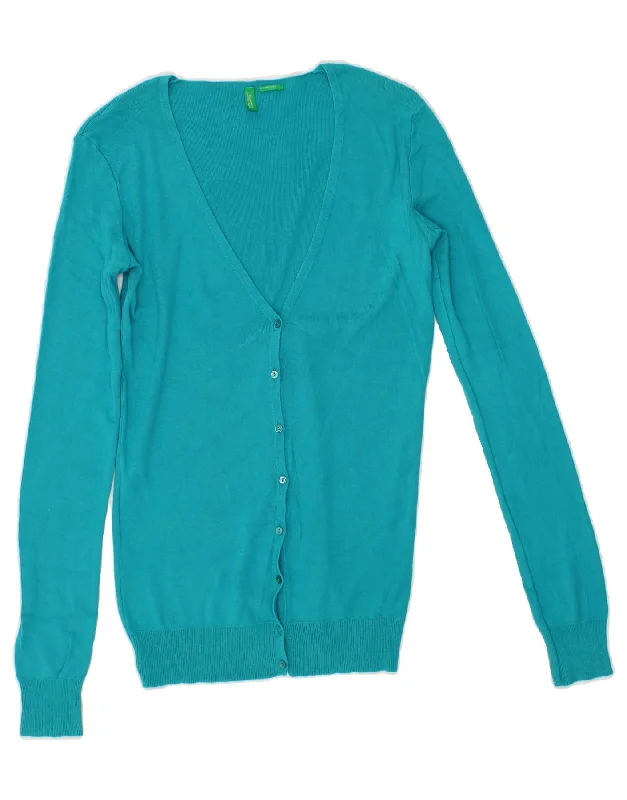 BENETTON Womens Cardigan Sweater UK 14 Medium Blue Open Front Closed Front Wrap Front BENETTON Womens Cardigan Sweater UK 14 Medium Blue Open Front Closed Front Wrap Front
