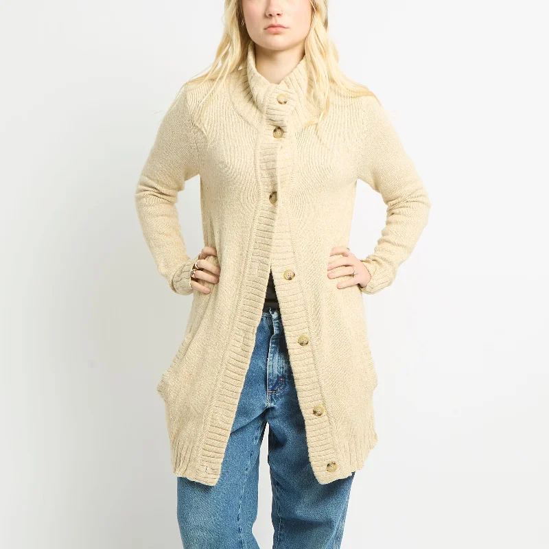 Ralph Lauren Long Cardigan With Ribbed Detailing - UK 10 Faux Fur Fabric Real Fur Fabric Shearling Fabric