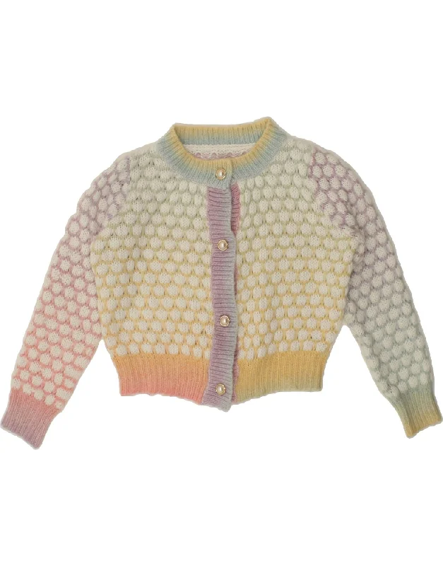 VINTAGE Womens Crop Cardigan Sweater UK 14 Medium Multicoloured Open Front Closed Front Wrap Front VINTAGE Womens Crop Cardigan Sweater UK 14 Medium Multicoloured Open Front Closed Front Wrap Front