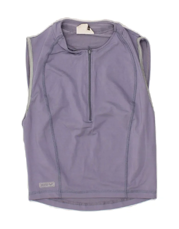 ARENA Womens Zip Neck Pullover Tracksuit Top UK 12 Medium  Purple Sarouel Sleeve Pullover