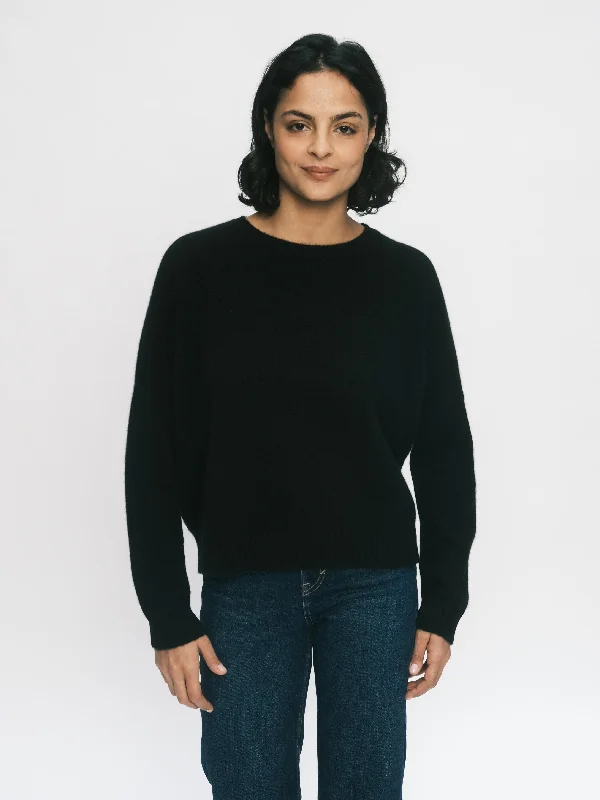 THE TRAPEZE SWEATER | BLACK Collared Crew Neck Turtle Neck