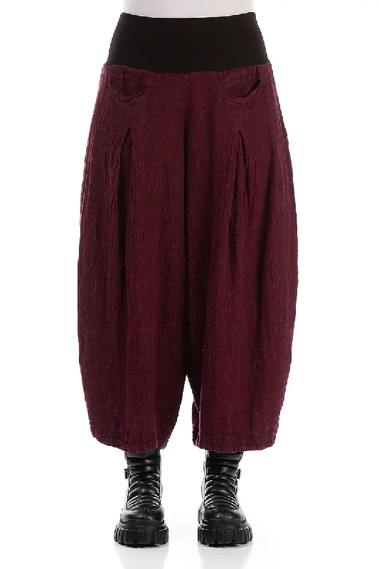 Loose Magenta Mélange Linen Trousers Trousers Chinos Classic