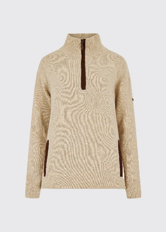 Morrisey Zip Neck Sweater - Oat Bright Pastel Dark