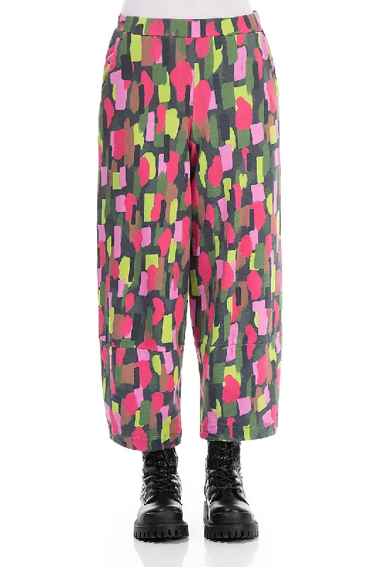 Loose Paint Mosaic Cotton Trousers Trousers fashionable chic