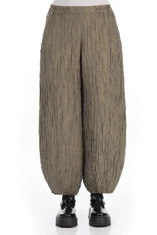 Taper Silver Sage Crinkled Silk Linen Trousers Trousers Denim Blue