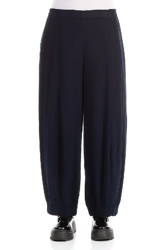 Wide Dark Blue Viscose Trousers Trousers Bestseller Popular