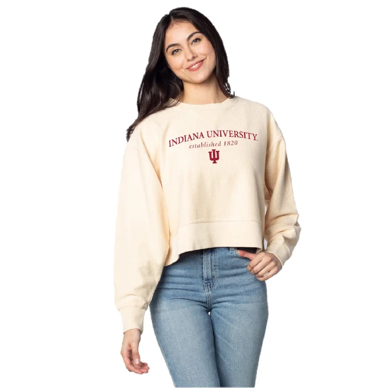 Indiana Hoosiers Women's Chicka-D Corded Boxy Pullover Bateau Neck Pullover