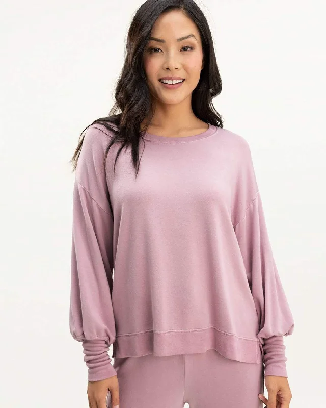 Splendid - Flora pullover in Mauve Puff Sleeve Stylish