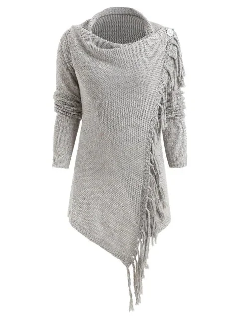 Stunning Fringed Knitted Cardigan Button Cardigan Zip Cardigan Pullover Cardigan