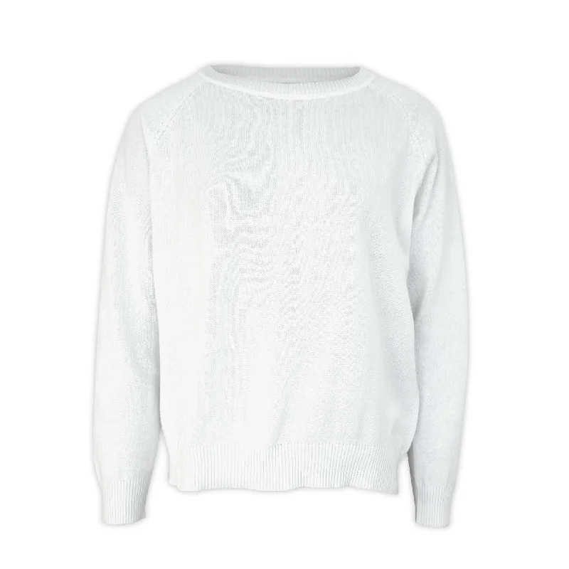 Ls Ragland Plain Sweater - White Mesh Sweater Canvas Denim