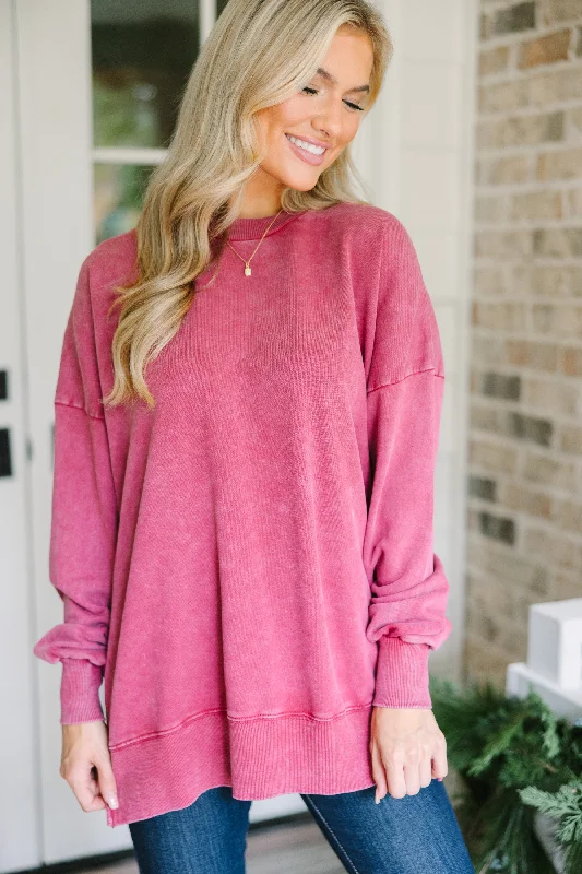 The Slouchy Wine Red Pullover Deep Neck Pullover