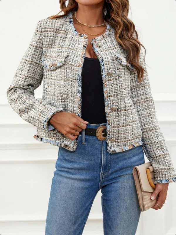 Hazel Blues® | Raw Hem Round Neck Jacket Elasticated Jacket Padded Jacket Insulated Jacket Hazel Blues® | Raw Hem Round Neck Jacket Elasticated Jacket Padded Jacket Insulated Jacket