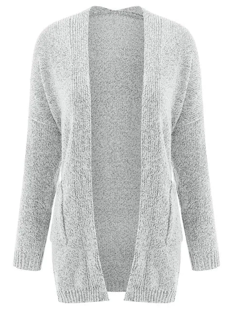 Latest Gray Collarless Long Sleeve Pocket Design Cardigan For Women Cotton Fabric Linen Fabric Terry Fabric Latest Gray Collarless Long Sleeve Pocket Design Cardigan For Women Cotton Fabric Linen Fabric Terry Fabric