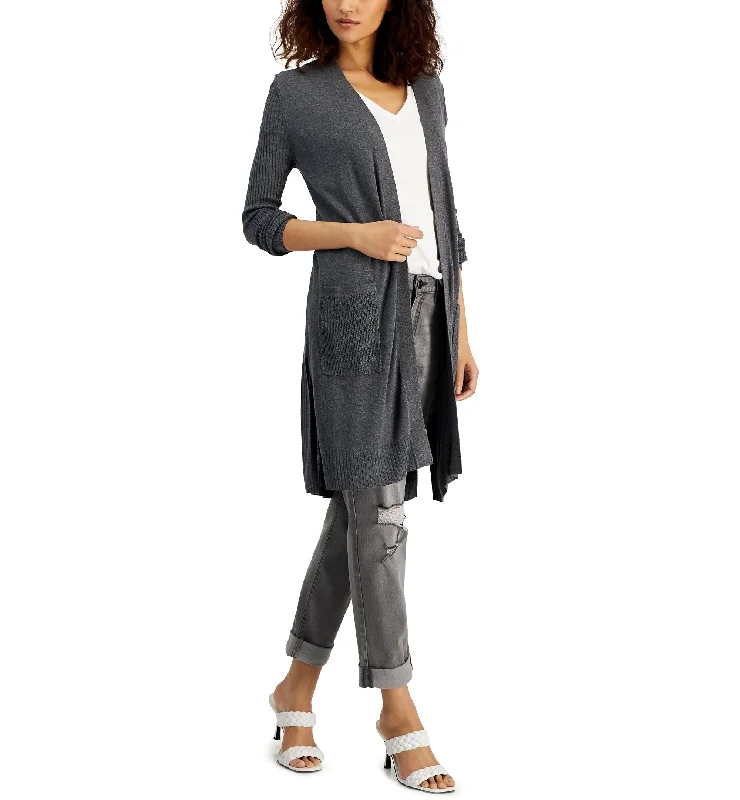 International Concepts Womens Ribbed Duster Cardigan Cashmere Blend Cotton Blend Poly Blend