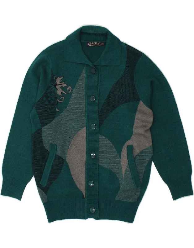 CASTLE OF IRELAND Womens Cardigan Sweater UK 16 Large Green Colourblock Faux Fur Fabric Real Fur Fabric Shearling Fabric CASTLE OF IRELAND Womens Cardigan Sweater UK 16 Large Green Colourblock Faux Fur Fabric Real Fur Fabric Shearling Fabric