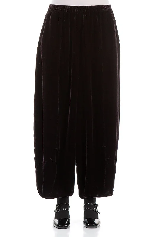 Loose Merlot Silk Velvet Trousers Trousers Versatile Stylish