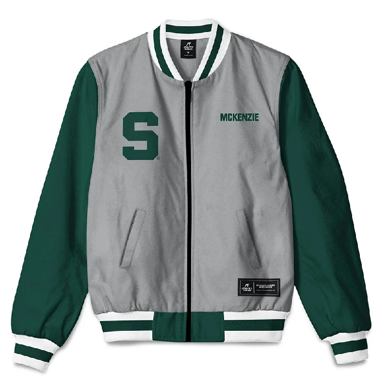 Michigan State - NCAA Women's Rowing : Ella McKenzie - Bomber Jacket Faux Fur Jacket Real Fur Jacket Shearling Jacket