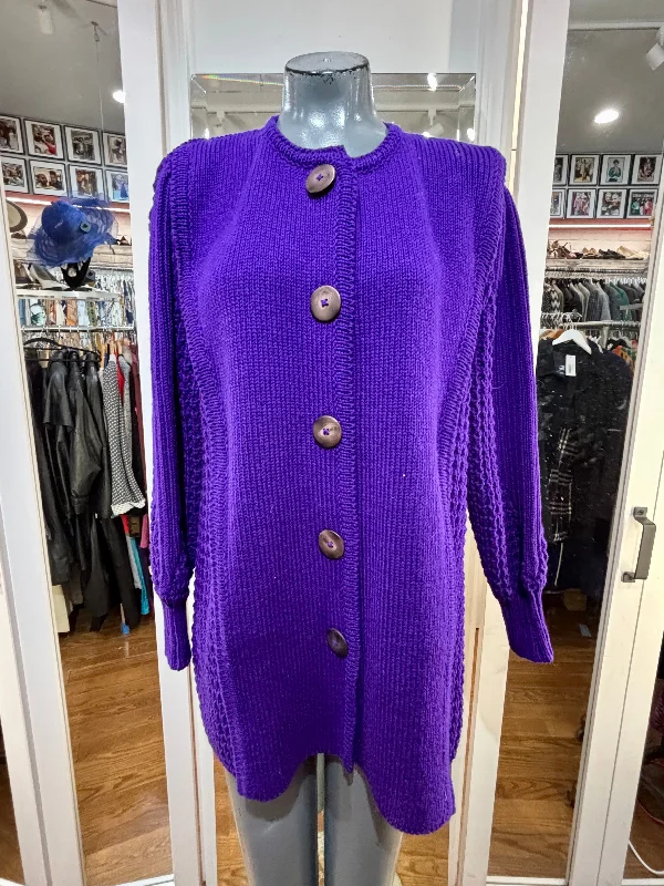 90’s Purple Knit Cardigan Boxy Cardigan Fitted Cardigan A-Line