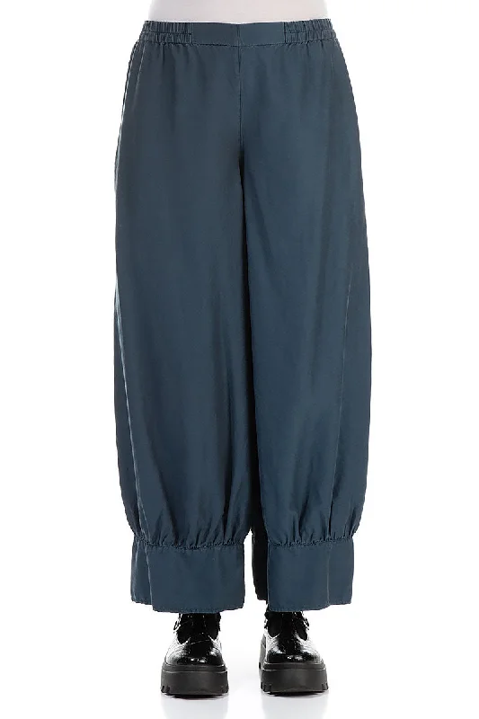 Taper Midnight Blue Silk Cotton Trousers Trousers Wedding White