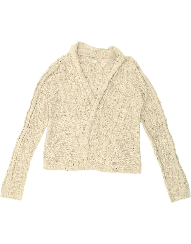 CONVERSE Womens Crop Open Cardigan Sweater UK 14 Large Beige Flecked Faux Fur Fabric Real Fur Fabric Shearling Fabric CONVERSE Womens Crop Open Cardigan Sweater UK 14 Large Beige Flecked Faux Fur Fabric Real Fur Fabric Shearling Fabric