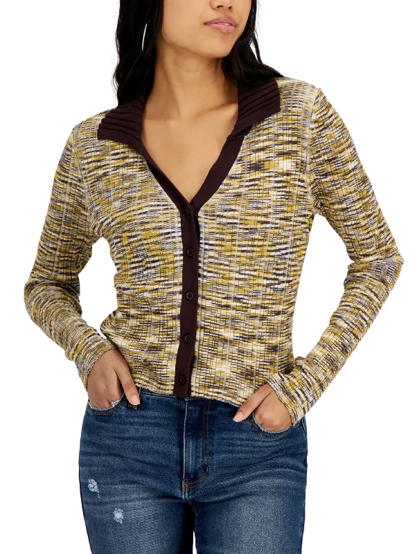 Women's Ribbed Collared Cardigan Sweater,Multi Beaded Cardigan Sequined Faux Fur