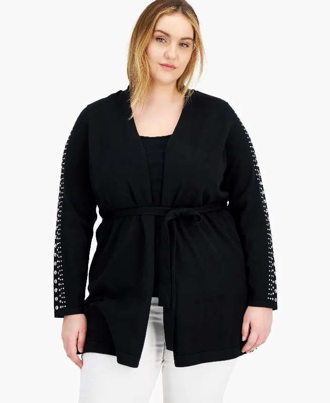 INC International Concepts Plus Size Studded Cardigan Zippered Front Buttoned Front Snap Front