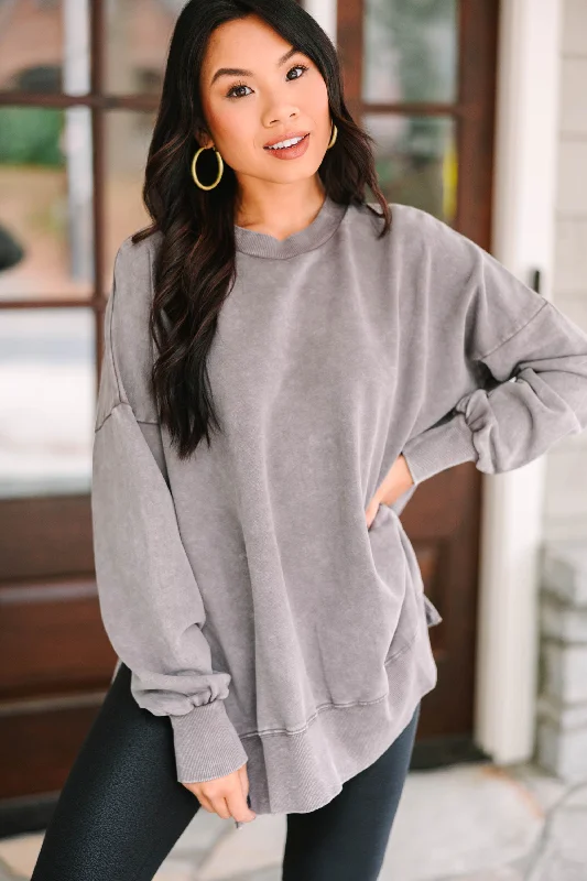 The Slouchy Gray Pullover Honey Neck Pullover