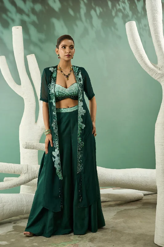 Sharara Set With Ombre Hand Embroidered Blouse And Jacket Rayon Jacket Velvet Jacket Corduroy Jacket Sharara Set With Ombre Hand Embroidered Blouse And Jacket Rayon Jacket Velvet Jacket Corduroy Jacket