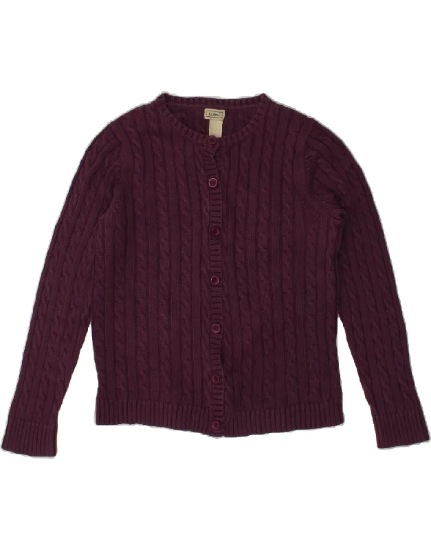 L.L.BEAN Womens Cardigan Sweater UK 14 Medium Purple Cotton Real Fur Shearling Chenille L.L.BEAN Womens Cardigan Sweater UK 14 Medium Purple Cotton Real Fur Shearling Chenille
