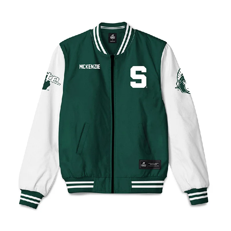 Michigan State - NCAA Women's Rowing : Ella McKenzie - Bomber Jacket Nylon Fabric Polyester Fabric Spandex Fabric