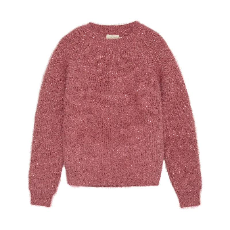 Soft Fuzzy Pullover Shimmer Sweater | Mesa Rosa Slit Sleeve Stylish