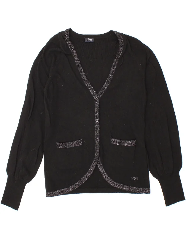 ARMANI JEANS Womens Cardigan Sweater UK 10 Small Black Lightweight Heavyweight Midweight ARMANI JEANS Womens Cardigan Sweater UK 10 Small Black Lightweight Heavyweight Midweight