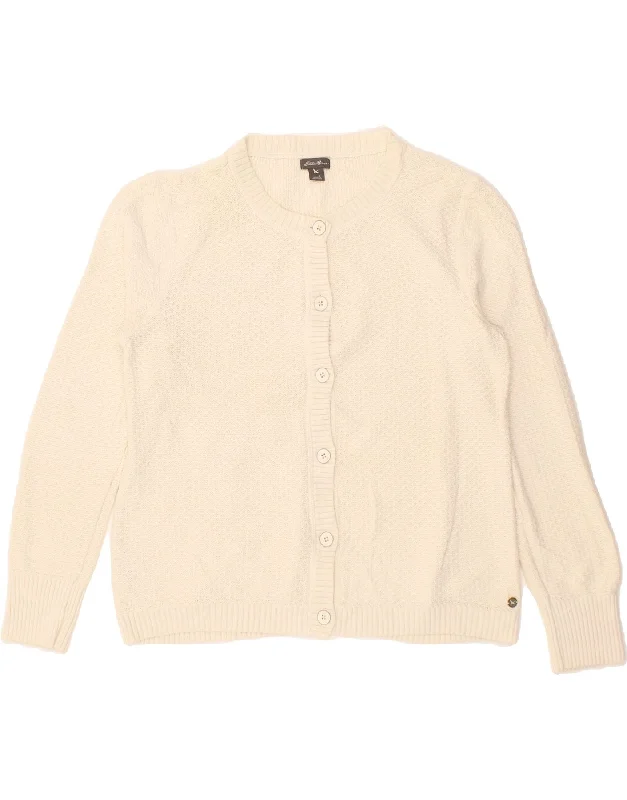 EDDIE BAUER Womens Cardigan Sweater UK 16 Large White Cotton Satin Blend Silk Blend Wool Blend EDDIE BAUER Womens Cardigan Sweater UK 16 Large White Cotton Satin Blend Silk Blend Wool Blend