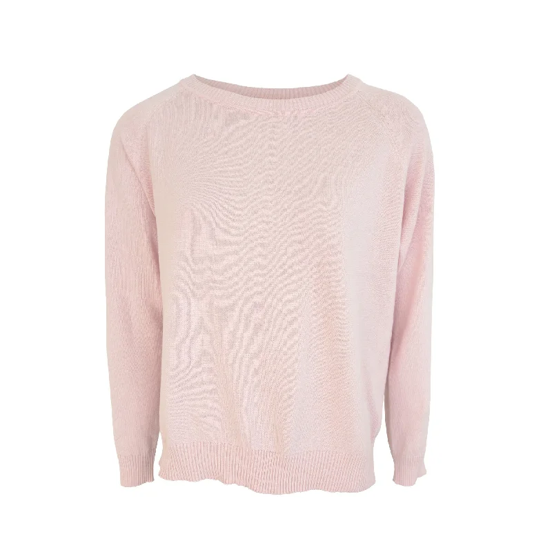 Ls Ragland Plain Sweater- Pink Spandex Rayon Corduroy