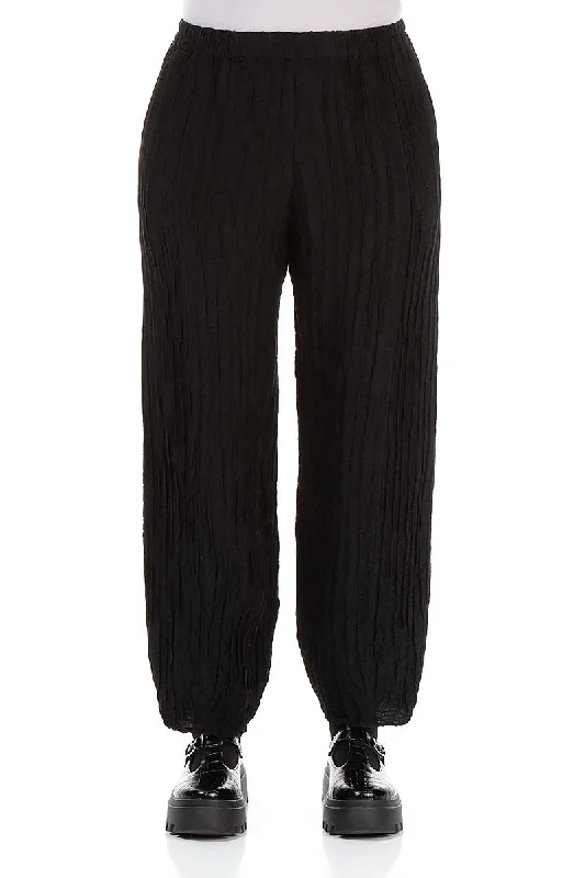 Evergreen Taper Black Crinkled Trousers Trousers Recommended Stylist