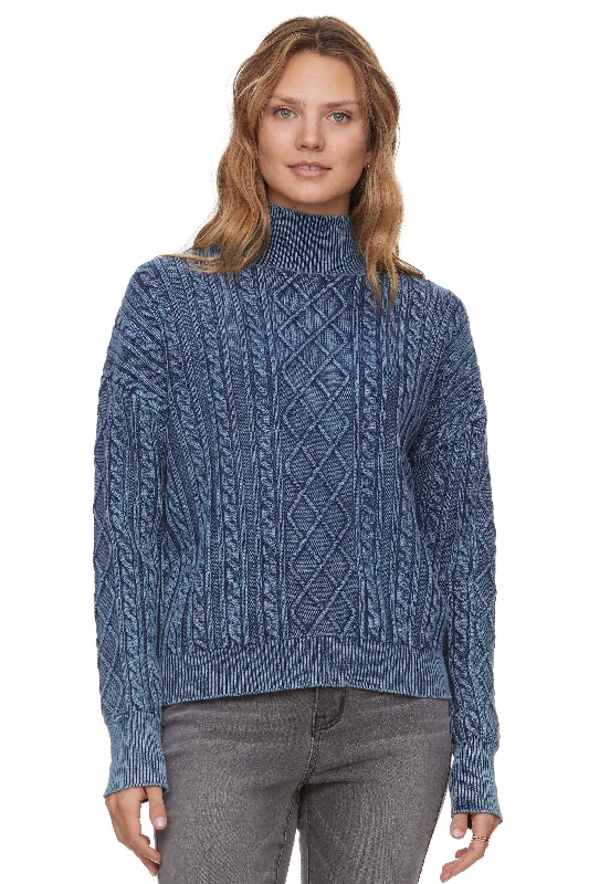 Mayfield Overdyed Cable Knit Sweater Hooded Caped Shawl Collar