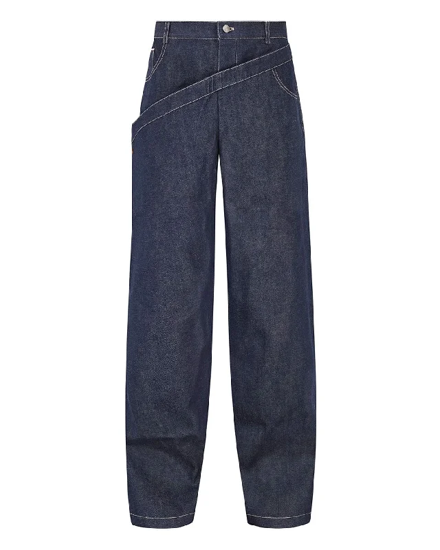 YEF LAYERED DENIM TROUSERS Trousers Flared Retro