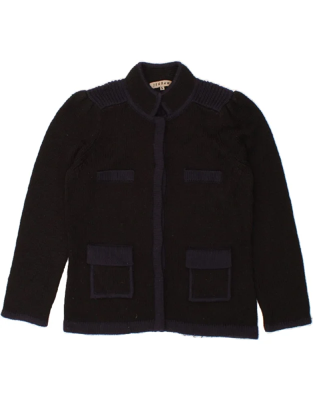 JIGSAW Womens Cardigan Sweater UK 10 Small Navy Blue Wool Embroidered Appliqued Beaded JIGSAW Womens Cardigan Sweater UK 10 Small Navy Blue Wool Embroidered Appliqued Beaded