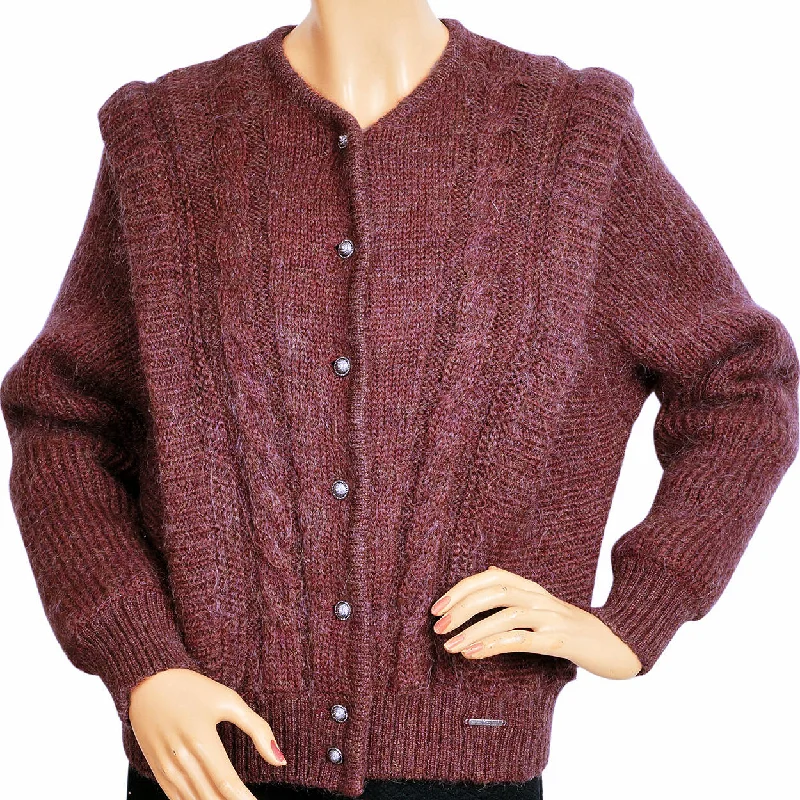 Vintage Geiger Tyrol Sweater Made in Austria Brick Red - Ladies Size 42 Zippered Buttoned Snapped