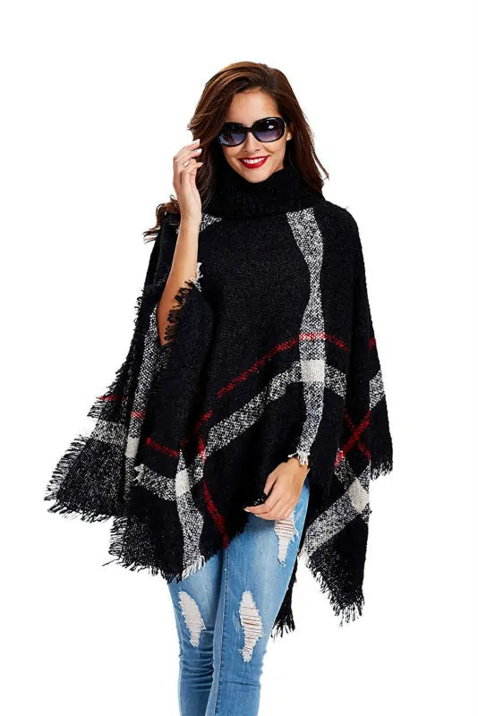 Warm Sweater Knitted Poncho Casual Formal Business