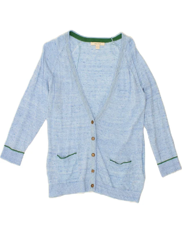 WHITE STUFF Womens Cardigan Sweater UK 10 Small Blue Linen Front Pockets Side Pockets Patch Pockets WHITE STUFF Womens Cardigan Sweater UK 10 Small Blue Linen Front Pockets Side Pockets Patch Pockets