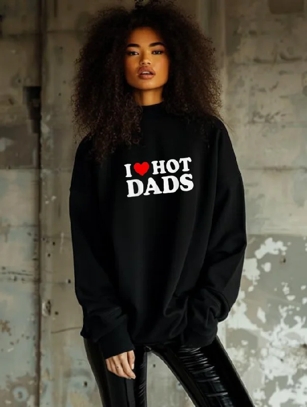 I ❤️ HOT DADS SWEATER - BLACK Satin Fabric Silk Fabric Chiffon Fabric