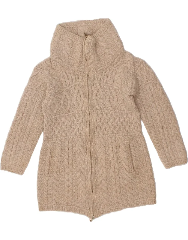 ARAN CRAFTS Womens Cardigan Sweater UK 12 Medium Beige Merino Wool Nylon Fabric Polyester Fabric Spandex Fabric ARAN CRAFTS Womens Cardigan Sweater UK 12 Medium Beige Merino Wool Nylon Fabric Polyester Fabric Spandex Fabric